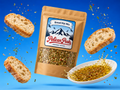 Pelican Peaks Bread Dip Mix pouch with bread, herbs, and dipping oil